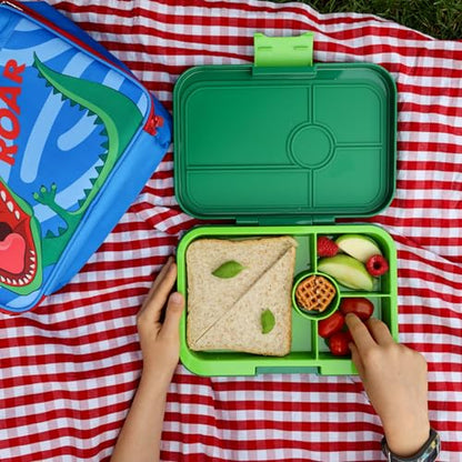 Yumbox Tapas Leakproof Bento Box, 4 Compartments, Palm Green | Large 4.2-Cup Capacity | Sandwich-Friendly | Removable Compartment Tray | Easy-Open Single Latch | Ideal for Teens & Adults - color: Palm Green Lime