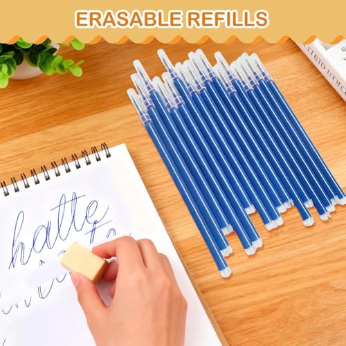 16Pcs 0.7mm Blue Erasable Gel Ink Pen Refills Compatible with Frixion | for Friction, Replaceable Medium Fine Point Clicker Refill Stationery - color: Blue 16pcs