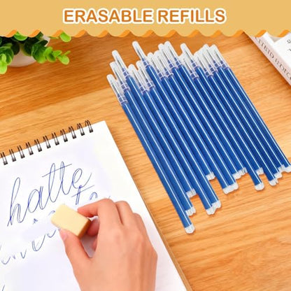 16Pcs 0.7mm Blue Erasable Gel Ink Pen Refills Compatible with Frixion | for Friction, Replaceable Medium Fine Point Clicker Refill Stationery - color: Blue 16pcs