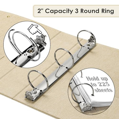 EYROZILL 3 Ring Binder 2 Inch, Binder for Letter Size (11" x 8.5") with 5 Tab Dividers, File Folder Labels and Low Profile Clipboards, Apricot - color: Apricot, size: ‎Letter Size - 2 Inch