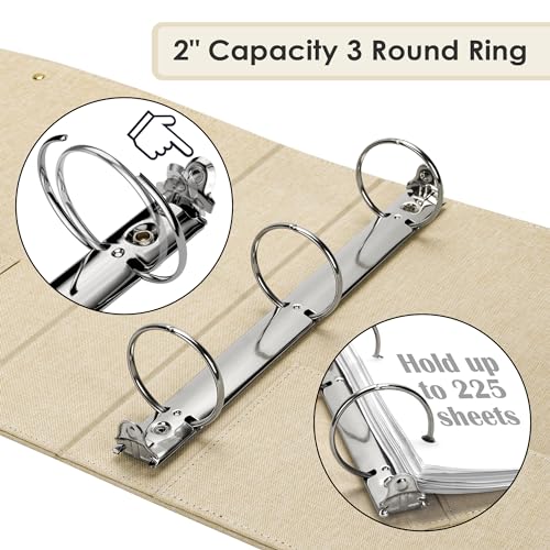 EYROZILL 3 Ring Binder 2 Inch, Binder for Letter Size (11" x 8.5") with 5 Tab Dividers, File Folder Labels and Low Profile Clipboards, Apricot - color: Apricot, size: ‎Letter Size - 2 Inch