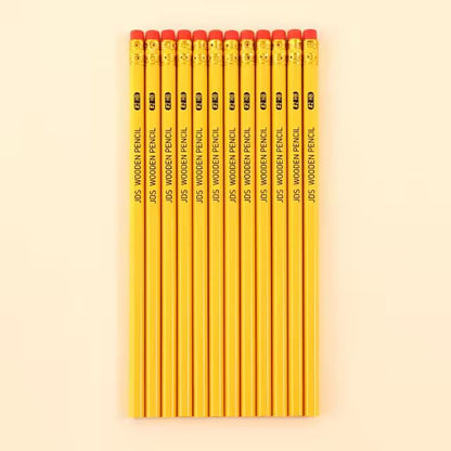 Pencils #2 HB Lead Woodcased Yellow Non Sharpened Hexagonal Shape Best For Schools Offices Teachers And Students Pack Of 12 Extra Strong Pencils With Eraser