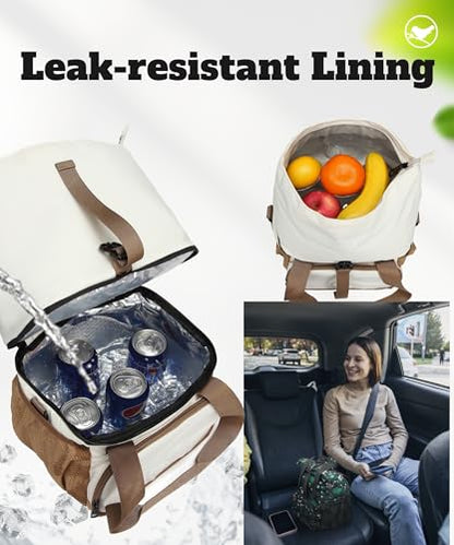SUNNY BIRD Dual Compartment Lunch Bag Insulated Lunch Box for Women and Men (Ivory White 01) - color: Ivory White 01