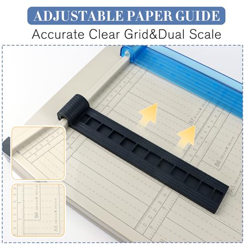 12" Guillotine Paper Cutter and Trimmer with Corner Rounder Cutter & Sharpening Stone,Heavy Duty 16 Sheet Capacity Metal Base for A4,Cardstock,Photo Paper,Office School Craft Use-Updated
