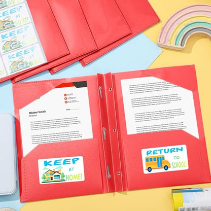 Henoyso 24 Set Take Home Folders with Clear Front Pocket, School-to-Home Communication Folder Bulk for Back to School Classroom, Heavy Duty Plastic Parent-Teacher Homework Folders (Red) - color: Red