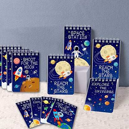 Outer Space Mini Notebook 16 Pack Party Favor Galaxy Goodie Bags Solar System Astronaut Science Rocket Planet Small Spiral Pocket Notepads for Space Theme Birthday Party Supplies