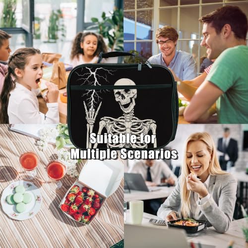 Goth Skull Lunch Bag Insulated Reusable Lunch Box Kids Girls Boys Cooler Thermal Tote Bag For Men Women School Work Picnic - color: Goth Skull