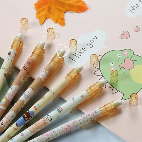 MOZXIRZ 4 Pcs Cute Mechanical Pencils with Top Eraser 0.5mm Cartoon Animal Mechanical Pencil School Pencil for Women (6pcs Animal) - color: 6pcs Animal