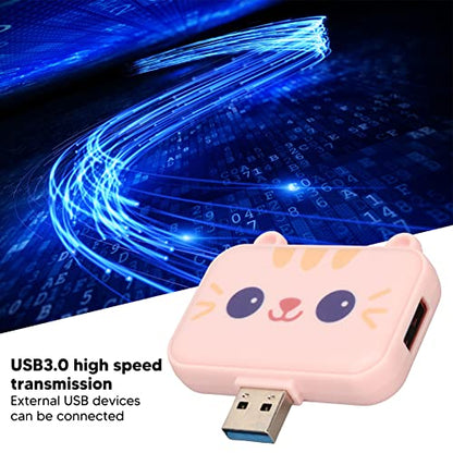 3 in 1 Cute USB Hub, USB A to USB3.0 and USB2.0X 2 Adapter, 5Gbps Multiport USB Docking Station, USB Data Splitter, for Laptop and PC, Girls Student Gift ()