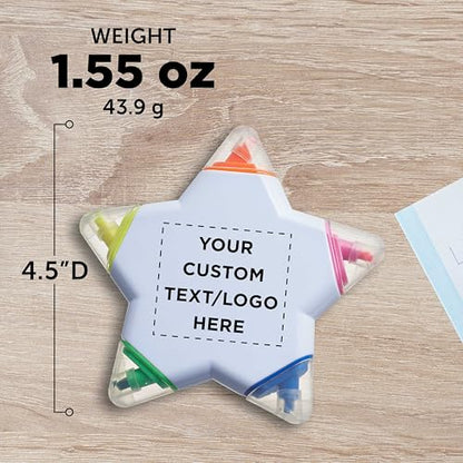DISCOUNT PROMOS Custom Highlighters Set of 10/50/100, Personalized Bulk Pack Durable Chisel Tip Textbook Highlighters Handy and Easy to Store - Star - color: White - Star