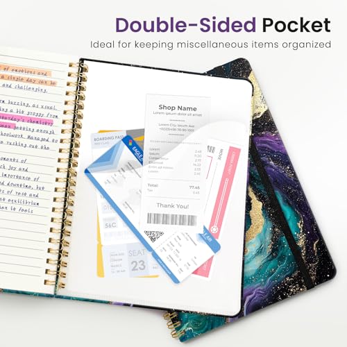 ZOTIA Lined Spiral Journal for Women, A5 Aesthetic Hardcover Notebook for Work, School & Note Taking, Pretty College Ruled Journal, 140 Pages, 6" x 8", Cosmic Flow - color: P-Cosmic Flow