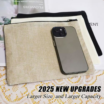 15PCS Blank DIY Canvas Zipper Bags Pencil Pouch Makeup Bags Bulk，6.9×9Inch Large-Capacity Multi-Purpose Toiletry Bag Pencil Case Portable Travel Storage Bag - color: 15pcs Black