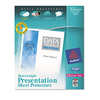 Avery Diamond Clear Heavyweight Sheet Protectors, Acid Free, Box of 200 (74400)