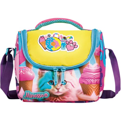 Insulated Lunch Bag for Kids Soft Bag Washable with Strap Reusable Toddler Lunch box School Supplies Food Carrier Snacks Picnic(Multi) - color: Cat