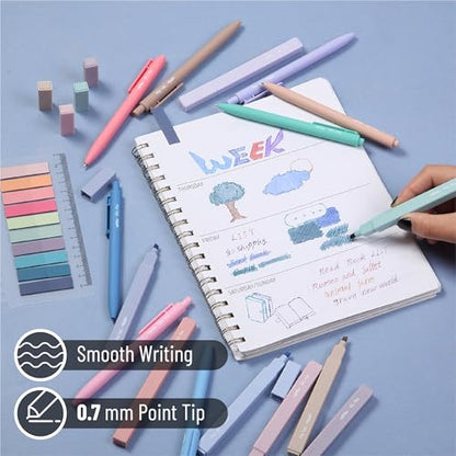 Mr. Pen- Aesthetic Highlighters and Gel Pens, 16 Pack | 200 Sheets Transparent Sticky Tabs, Fine Point 0.7mm - color: Vibrant