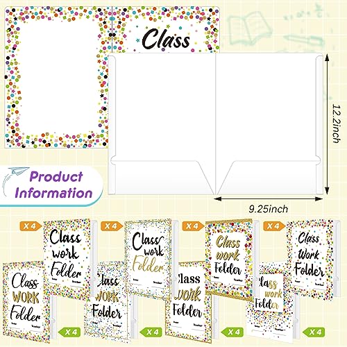 Yeaqee 32 Pcs Classwork Folders Homework Folders for Students Classwork Pocket Folder Portfolio Folder Homework Organizer for Classroom School Teachers Gifts Educational Supplies (Confetti) - style: Confetti