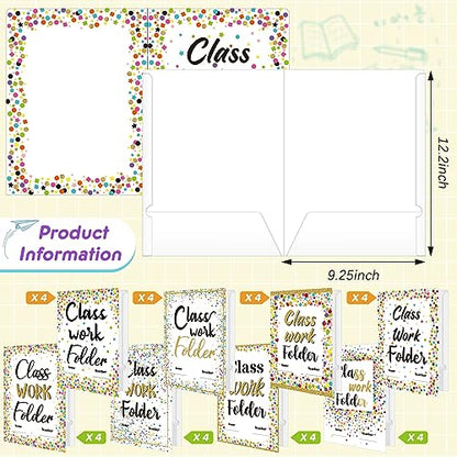 Yeaqee 32 Pcs Classwork Folders Homework Folders for Students Classwork Pocket Folder Portfolio Folder Homework Organizer for Classroom School Teachers Gifts Educational Supplies (Confetti) - style: Confetti