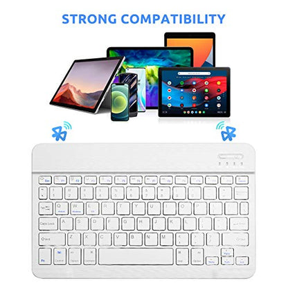 Amazon Fire HD 10/11/8 Wireless Keyboard, Universal Slim Portable Bluetooth Keyboard Compatible with Amazon Fire HD 10/11/8 with Built in Rechargeable Battery (10 Inch White) - color: 10 Inch White
