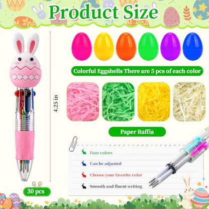 30Pcs Easter Egg Mini Multicolor Pens in One 4-in-1 Cute Pens Bulk with 30 Eggshells, Fun Gifts Assorted Ink Kawaii Ballpoint Pen - style: 30Set-Easter Egg