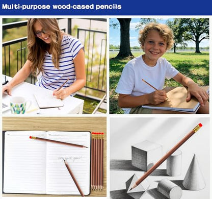 Adhere 25pcs Woodcase Pencils with Eraser Premium Pre-Sharpened Hexagon Graphite 2B pencils ideal for home, office writing including a Free Sharpener (Brown・25pcs) - color: Brown・25pcs