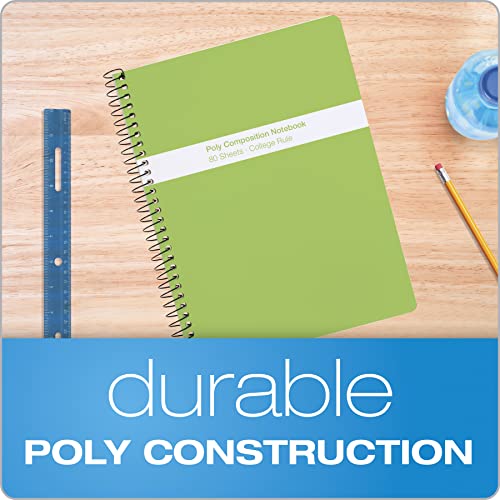 Oxford Spiral Composition Notebooks, 4 Pack, Poly Covers, College Ruled Paper, 9-3/4 x 7-1/2 Inches, 80 Sheets, Assorted Pastel Covers (64945) - style: College Ruled