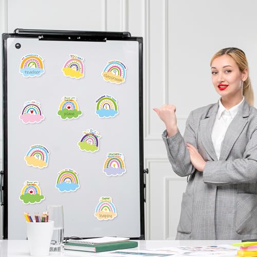 Xqumoi 30 Pack Boho Rainbow Teacher Sticky Notes - Spring Self Sticky Notepads Writing Memo Pads Teacher Appreciation Gift Back to School Office Supplies Birthday Party Favors Goodies Bag Fillers - style: Boho Rainbow (Teacher)