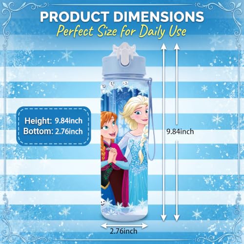 Cartoon Huntrix Water Bottle for Girls, 25oz Leak Proof with Straw Lid, Gifts for Girls (Frozen) - color: Frozen