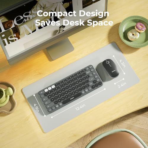 seenda Bluetooth Wireless Keyboard and Mouse Combo, COE203 Quiet Round Keycaps, 3-Device Multi-Connection, Bluetooth & 2.4G USB Receiver, Wide Compatibility with iPad/Tablet/Laptop/Mac/Windows, Black - color: Black