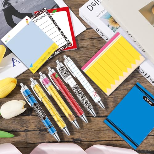 Wxiben Teacher Appreciation Gifts Set - 24 Pcs Back to School Sticky Notes with Pens Funny Teacher Ballpoint Pens Notepads Set Thank You Gifts for School Coworker Employee Office Supplies Party Favor - color: Back to School