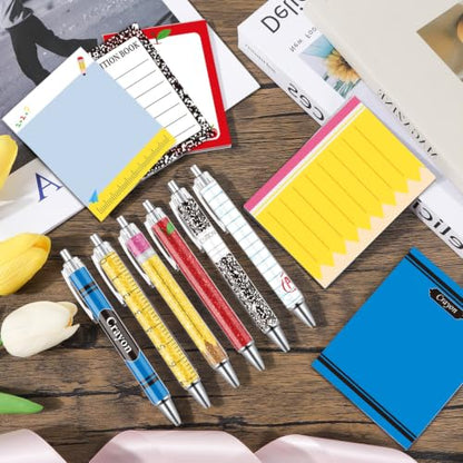 Wxiben Teacher Appreciation Gifts Set - 24 Pcs Back to School Sticky Notes with Pens Funny Teacher Ballpoint Pens Notepads Set Thank You Gifts for School Coworker Employee Office Supplies Party Favor - color: Back to School
