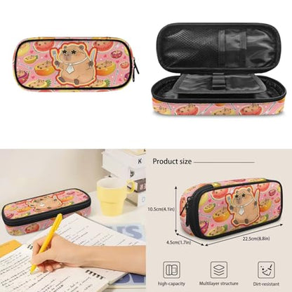 Kids Backpack Set, 4 PCS School Bag with Lunch Box, Pencil Case and Water Bottle Cover, Cute Capybara Print School Bag Set for Elementary School Students Daily Use - color: Capybara Fruit Print