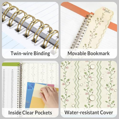 SUNEE Teacher Planner 2026-2027 Academic Year, Lite Lesson Planner Book with 7 Periods Jul 2026 - Jun 2027, 8.5"x11" Daily Weekly and Monthly Organizers, Plan Book with Pocket, Tabs, Floral Stripes - color: Floral Stripes