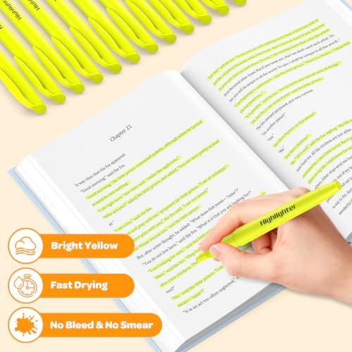 48 Count Yellow Highlighters Bulk - Chisel Tip, No Bleed & Quick Dry, Ideal for Note Taking, Studying, School, Office, Student & Teacher Supplies - color: Yellow