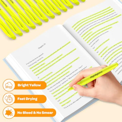 48 Count Yellow Highlighters Bulk - Chisel Tip, No Bleed & Quick Dry, Ideal for Note Taking, Studying, School, Office, Student & Teacher Supplies - color: Yellow