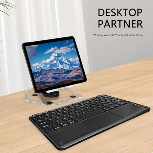for Bluetooth Keyboard Touchpad Built, Cute Tablet Stand Adjustable & Foldable, Wireless Rechargeable Bluetooth for iPad, iPad Pro/Mini/Air, Samsung Xiaomi Tablets, etc -Pure Black - color: C-Touchpad Keyboard-Pure BLACK