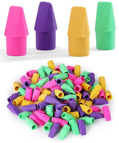 Mr. Pen- Pencil Top Erasers, 120 Pack, Latex-Free, No-Smudge | Cap Pencil Erasers for Precise Erasing, Kids, Teachers, Studying Supplies, Vibrant Colors - color: Vibrant, size: 120 Pack