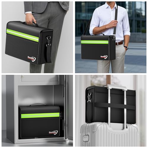 DocSafe 5200°F Large Fireproof＆Wate-Resistant Document Bag with Multiple Pockets,(17”x12.5”x7.2”) File Storage Organizer Important Document Holder - style: 17x12.5x7.2”+green Reflective Strip