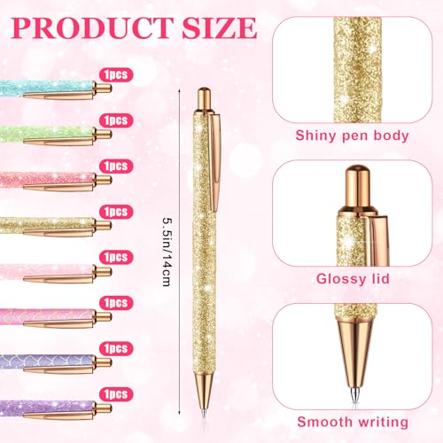 Sherr 16 Pcs Glitter Pens and Notebooks Set Mini Spiral Notepads Fancy Pens for Kids Girls Women Sparkly Sequins Journaling Ballpoint Christmas Birthday Gift Classroom Rewards(Light Color) - color: Light Color