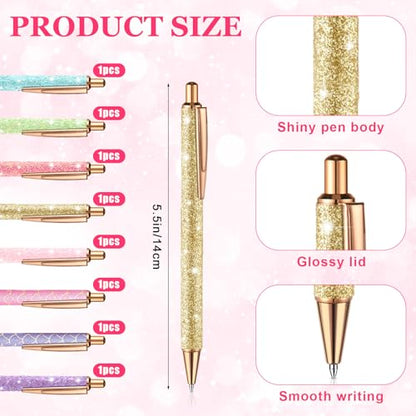Sherr 16 Pcs Glitter Pens and Notebooks Set Mini Spiral Notepads Fancy Pens for Kids Girls Women Sparkly Sequins Journaling Ballpoint Christmas Birthday Gift Classroom Rewards(Light Color) - color: Light Color