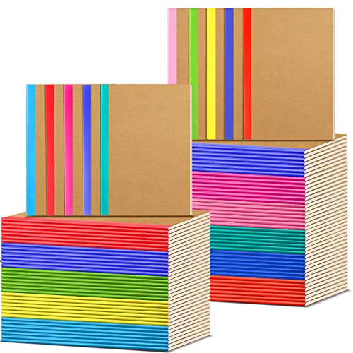 Handepo 100 Pack A5 Composition Notebooks Bulk 5"x8" Lined Kraft Soft Cover Journals, 60 Pages Bulk School Supplies for Students Classroom Office - color: Classic, size: A5