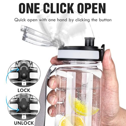 OLDLEY Water Bottle, 32oz Motivational Sports Water Bottle with Time Marker - Times to Drink - Tritan, BPA Free, Wide Mouth Leakproof,CapacityClear - color: Capacity Clear