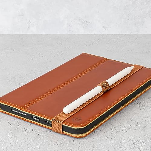 Casemade Real Leather Case Compatible with iPad mini 7 (A17 Pro) / 6th Gen (2021) - Full-Grain Leather Cover, Auto Sleep/Wake, Dual Stand Position (Tan)