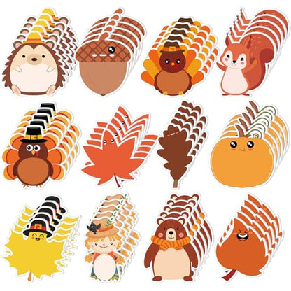 Zhanmai 1200 Pcs Thanksgiving Fall Sticky Notes Bulks Thanksgiving Memo Notepads Turkey Pumpkin Squirrel Maple Leaf Sticky Notes Fall Self-Stick Pads Autumn Gifts - style: Fall Style