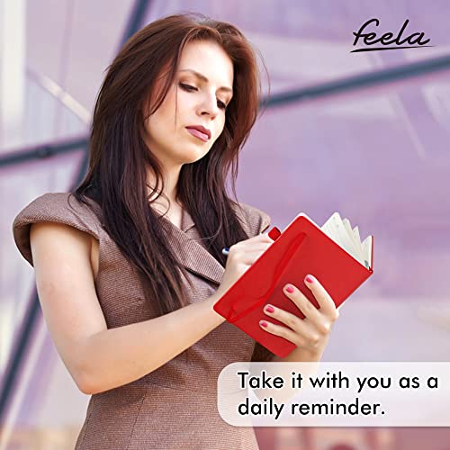 feela 12 Pack Notebooks Journals Bulk with 12 Black Pens, A5 Hardcover Notebook Classic Ruled Journal Set with Pen Holder for School Business Work Travel Writing, 120 GSM, 5.1”x8.3”, Red - color: 12 Pack red