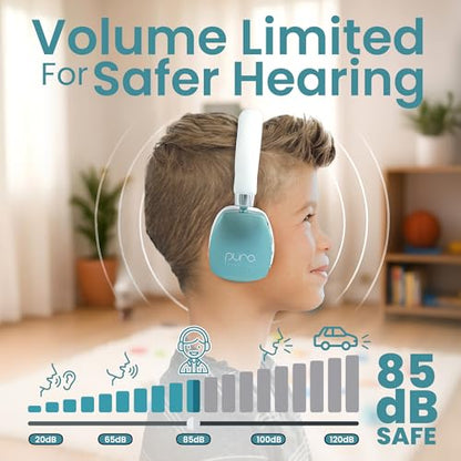 Puro Sound Labs Noise Cancelling Headphones for Kids - 85 dB Volume Limit, Built in Mic, 35-Hour Battery, Lightweight On Ear Design & Comfy Fit, Bluetooth Headphones for Kids – PuroQuiet Plus, Teal - color: Teal