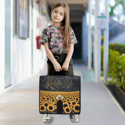 3 Ring Zipper Binder Sunflower Blossoms Galaxy Binders Bag with Shoulder Strap 500 Sheets Paper Organizer Trapper Keeper Documents Storage File Folder for School Office - color: A1187