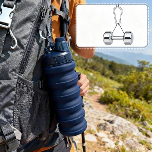 Collapsible Water Bottles Silicone Foldable Reusable Leakproof Travel Water Bottle 17.6oz With Mountaineering Buckle And Adjusting Rope For Sports Camping Hiking Cycling Yoga（Green And Pink） - color: Green + Pink