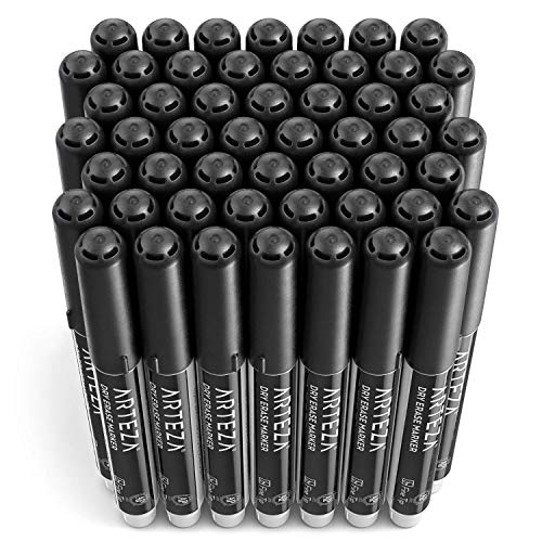 ARTEZA Black Dry Erase Markers Pack of 52, Fine Tip, Low-Odor Black Ink, Classroom-Preferred Whiteboard Markers - size: 1 Count (Pack of 52)