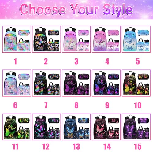 MyPupSocks Personalized School Backpack for Girls, Custom Butterfly Monogram Casual Daypacks Lunch Tote Bag Customized Kids Travel Book Bag Knapsack Schoolbag for Teens Boys Girls - color: Multi 17