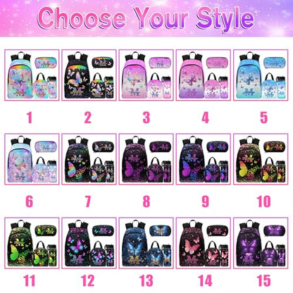 MyPupSocks Personalized School Backpack for Girls, Custom Butterfly Monogram Casual Daypacks Lunch Tote Bag Customized Kids Travel Book Bag Knapsack Schoolbag for Teens Boys Girls - color: Multi 17